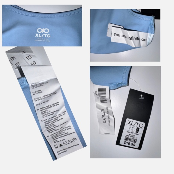 💙 3/$21 NEW Aerie Infinite Performance Sports Bra XL Light Blue - Picture 3 of 4